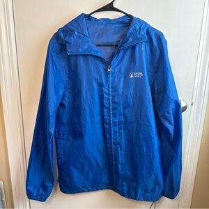 Eastern mountain Sports Wormens royal blue zip up Hooded windbreaker Xs